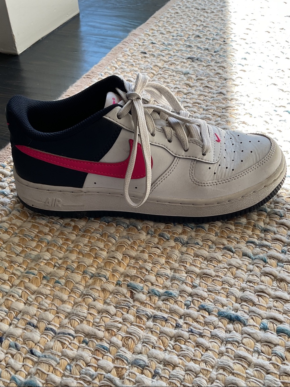 Nike Kids White Sneakers with Pink Swoosh - Picture 2 of 5